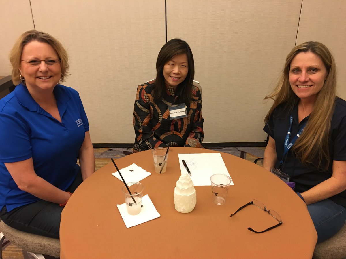 WiCySorg's tweet photo. Lots of smiles in the IBM and Carnegie Mellon rooms! #networkingsocials #WiCyS2017 https://t.co/0bV2yKNifC