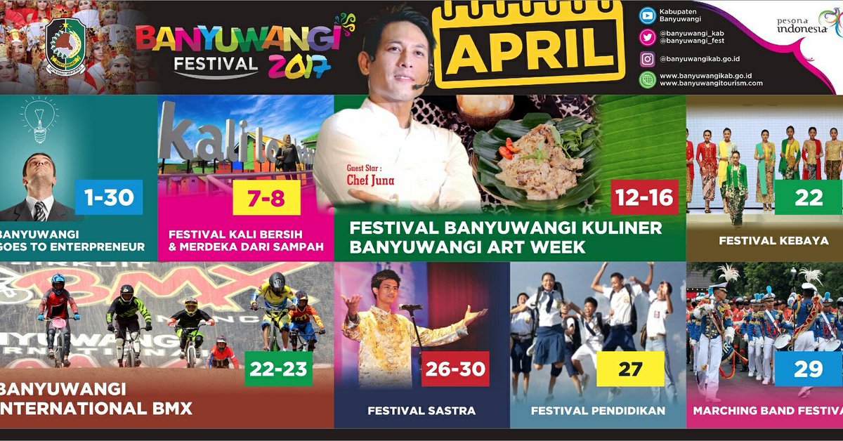 Bingung bulan April mau kemanaa....
Yuk catat agenda #Bfest Banyuwangi Festival. Biar gak bingung lagi yaa...
<a href="/a_azwarnas/">Abdullah (Azwar Anas)</a> <a href="/banyuwangi_kab/">Kabupaten Banyuwangi</a>