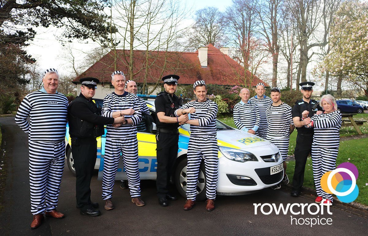 RowcroftHospice's tweet photo. IT'S JAIL OR BAIL DAY! If found guilty, our convicts will need to raise £1000 bail to be set free. Follow us for updates! #RHjailorbail https://t.co/8Dg1GQVMa4