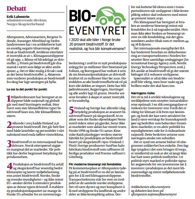Godt innlegg av <a href="/ErikLahnstein/">Erik Lahnstein</a> i dag. Stort fokus på utfordringer i artiklene om #bioeventyret. Synd at positive muligheter omtales lite.