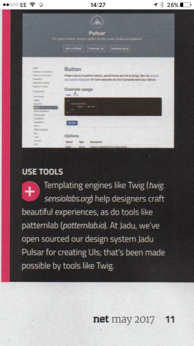 <a href="/sydlawrence/">Syd Lawrence</a> <a href="/netmag/">net magazine</a> I love that we sneakily announced that the Jadu Pulsar design system was open source here too <a href="/stanton/">Stanton</a>