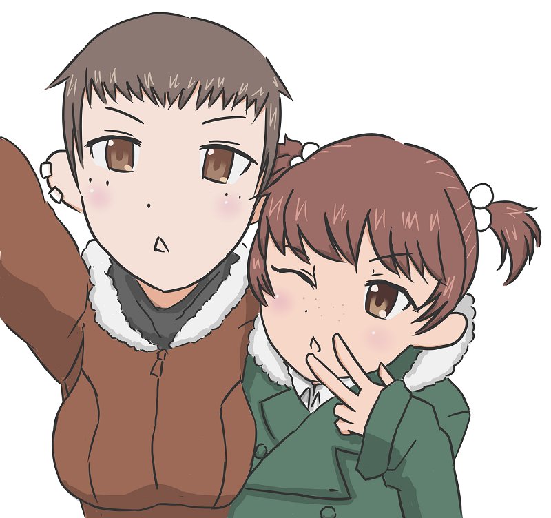 自撮りしてるナオアリ描きました。 