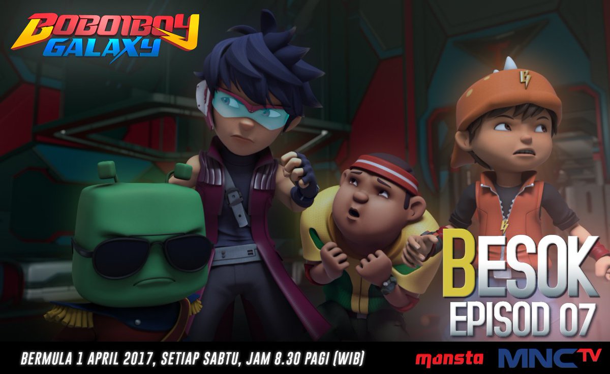 BoboiboyVideo's tweet photo. Teman-teman di Indonesia, kalian udah bersiap?! #BoBoiBoyGalaxy EP07 akan tiba di @Official_MNCTV BESOK, Sabtu, 1 April, 8.30 PAGI (WIB)! ⚡ https://t.co/KnJJ7jg2G3