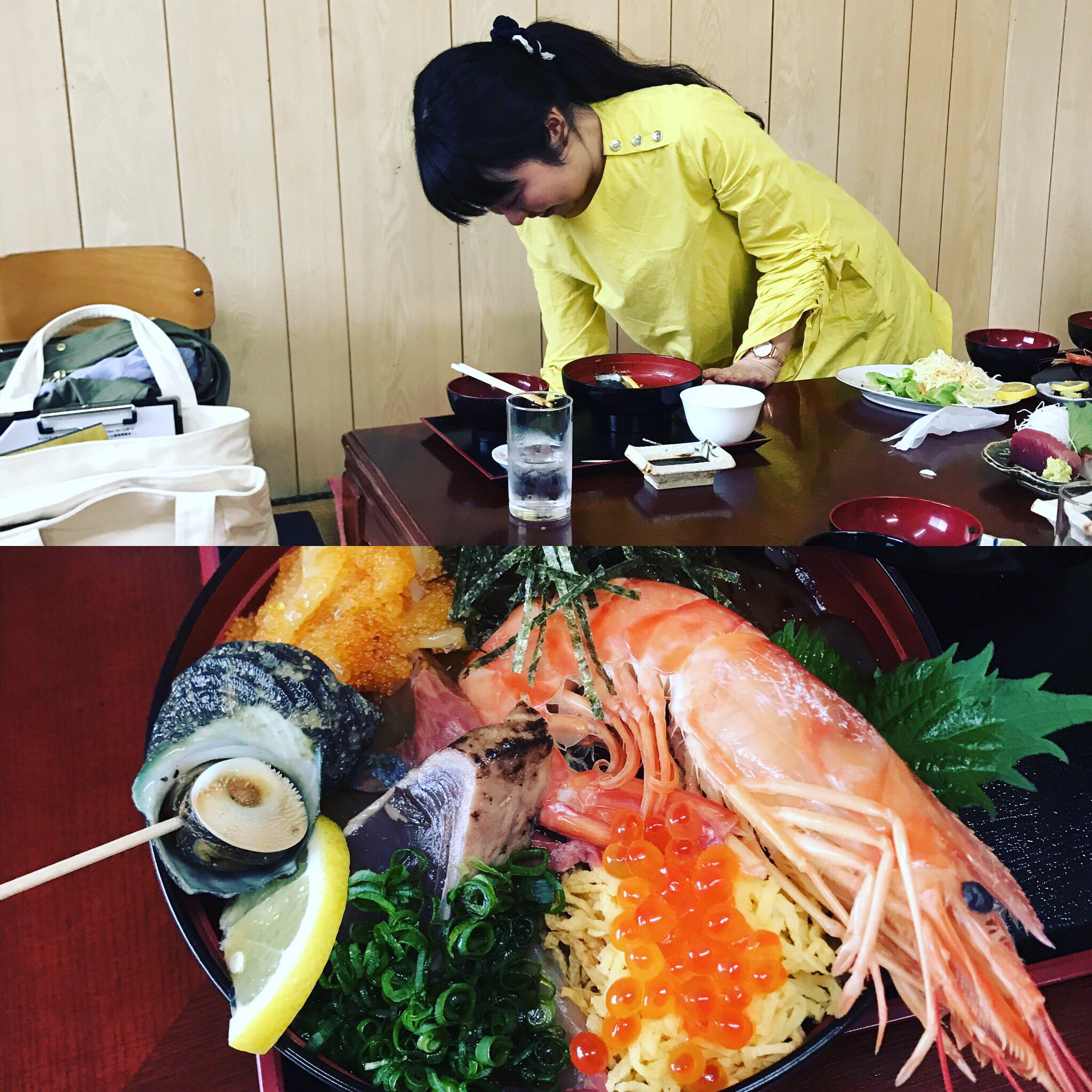 福岡晃子 エフエム徳島チームと海陽町の味政さんでランチ 海鮮丼がおいしすぎて油断した近藤アナウンサーの足はしびれてしまいました いざ次のレポート地へ 海陽町 味政 エフエム徳島開局25周年 On807 T Co Kcpotmxoio Twitter