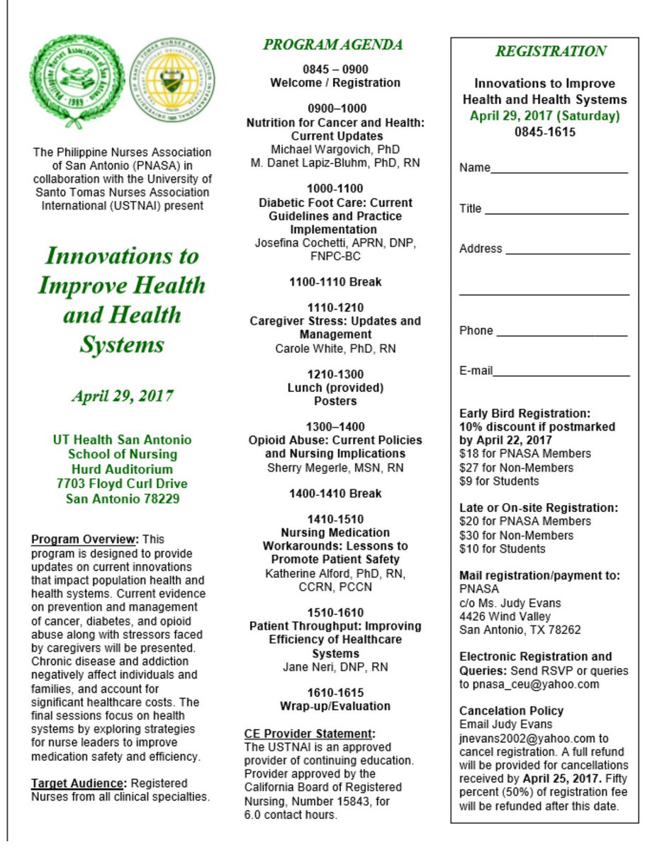 April 29th  -  2017 PNASA Annual Nursing Conference