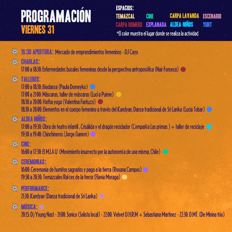 SaberesFem2017's tweet photo. PROGRAMA COMPLETO de nuestro Encuentro #SaberesFemeninos2017 que comienza mañana. Un hermoso evento de conexión @AHoffminn @ValdebenitoNata https://t.co/FlBfMyXfBu