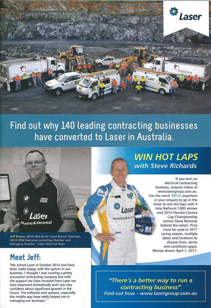 OBrienEandP's tweet photo. #LaserElectrical #Taree's Jeff Brown talks about why he's happy he made the switch to Laser in the current #NECA News. https://t.co/4l4Vhq6wiz