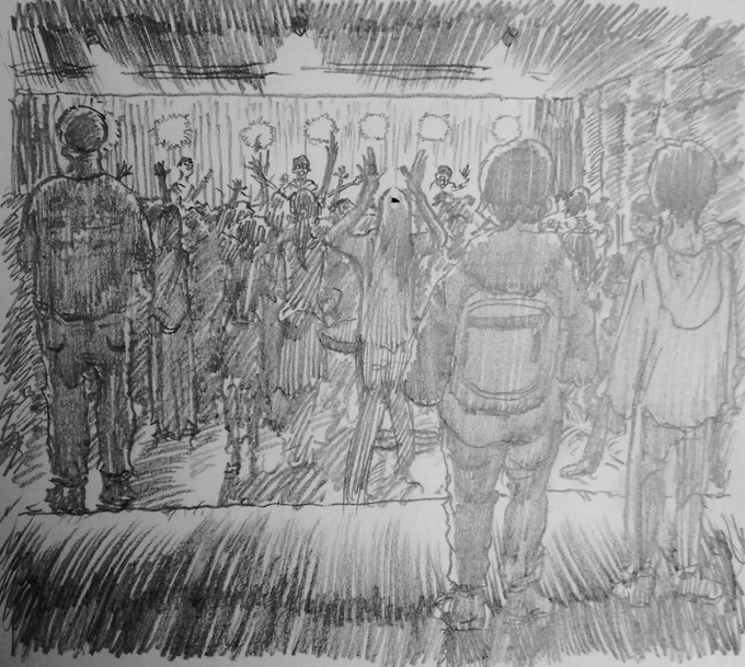 昨日の様子を脳内映像を頼りに描いてみたよ。 