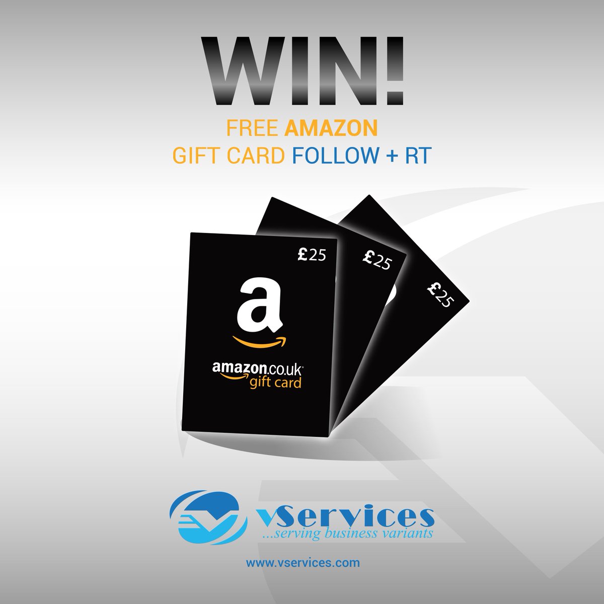 vservicesltd's tweet photo. #FreebieFriday #giveaway #win a £25 #AmazonGiveaway #gift card #like + #retweet #follow End12am 03/04 #prize #Competition #FridayFeeling #ff https://t.co/J1PO8GkbqX