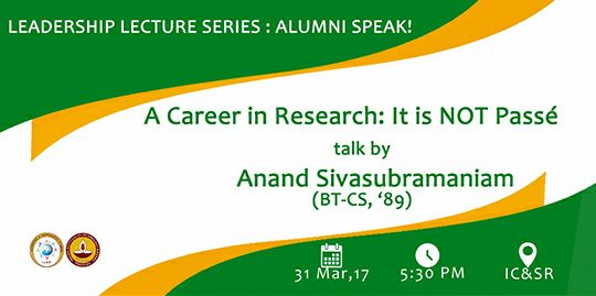 iitmadras's tweet photo. Join us today for the talk!
Hear it from our alumnus, Shri Anand Sivasubramaniam(BT-CS,'89) on A Career in Research! https://t.co/xHVX7Em4U3