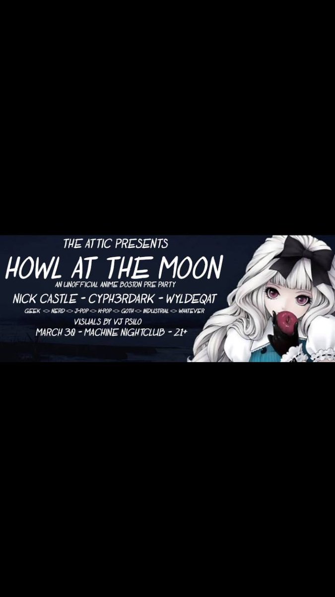 TheAttic_Boston's tweet photo. Join us tonight at #MachineBoston for an unofficial #AnimeBoston pre party! https://t.co/SB1FKP3Tvh