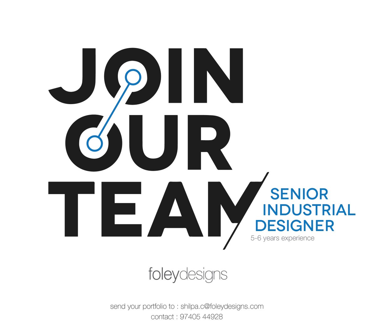 FoleyDesigns's tweet photo. #FoleyDesigns is hiring for Senior Industrial Designer. Email shilpa.c@foleydesigns.com; Phone 9740544928.
#WeAreHiring #JobPost #Bangalore https://t.co/vU28USo2fk