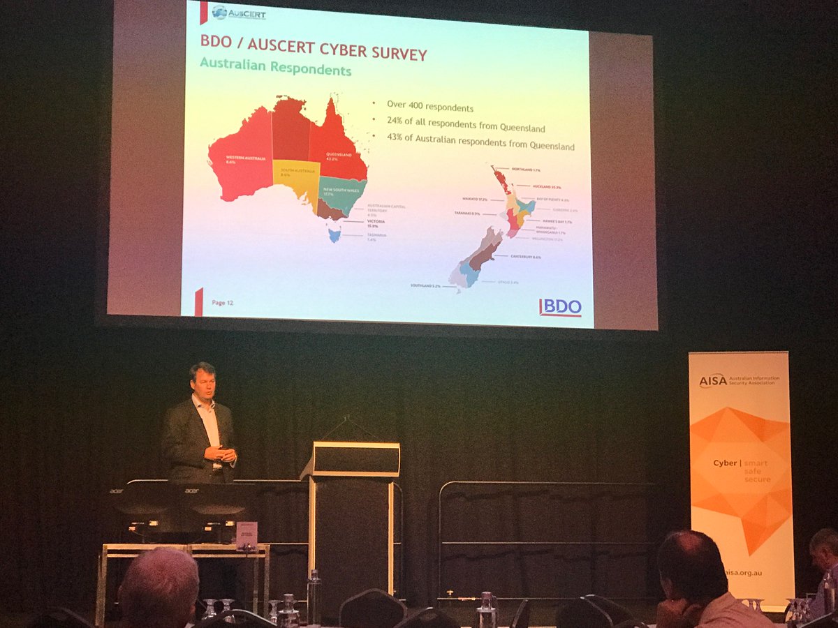 leonfoucheAU's tweet photo. Great interest from delegates at AISA's #brisSEC17 today re insights from the 2016 BDO &amp; @AusCERT Cyber Security Survey #BDOAus #infosec https://t.co/0GhwdsKOpf