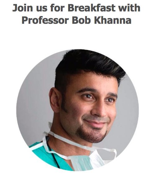 Heading to #ACE2017? Come to stand 24 for breakfast with Prof Bob Khanna 9-10.30am <a href="/aestheticsgroup/">Aesthetics</a>