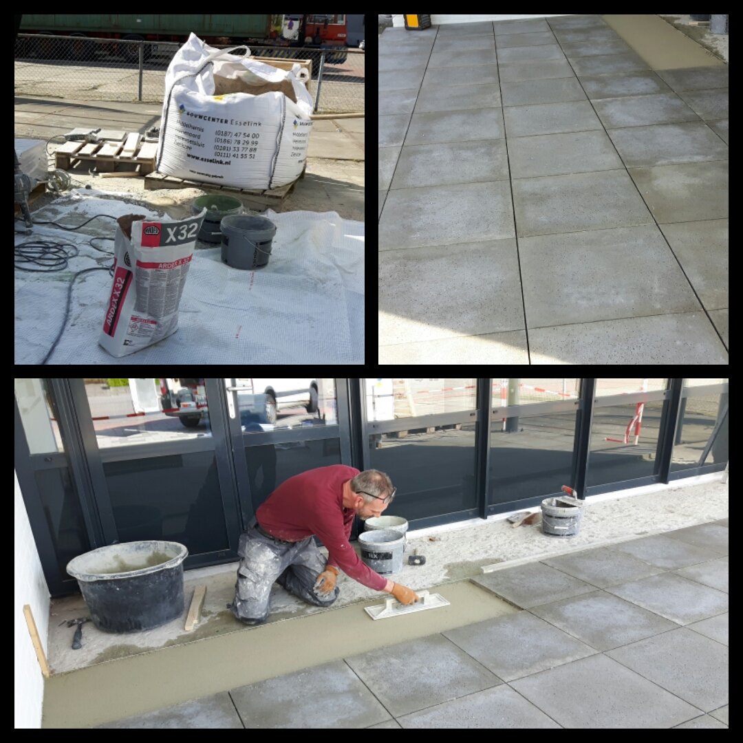 MGoedegebuur's tweet photo. #Schellevis tegels als buitenterras worden vakkundig aangebracht door #P&amp;G Hooghwerff met topmaterialen van @ArdexNederland via @BcEsselink https://t.co/pYync14V3x