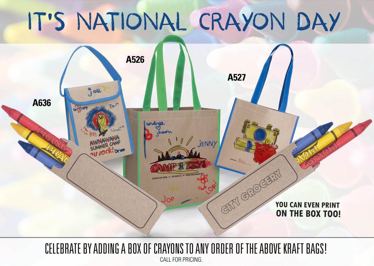 vitronicpromo's tweet photo. Happy #NationalCrayonDay!! Celebrate with our awesome Kraft Bags and add a box of Crayons to start the coloring fun!! https://t.co/y3wvRvGeIB