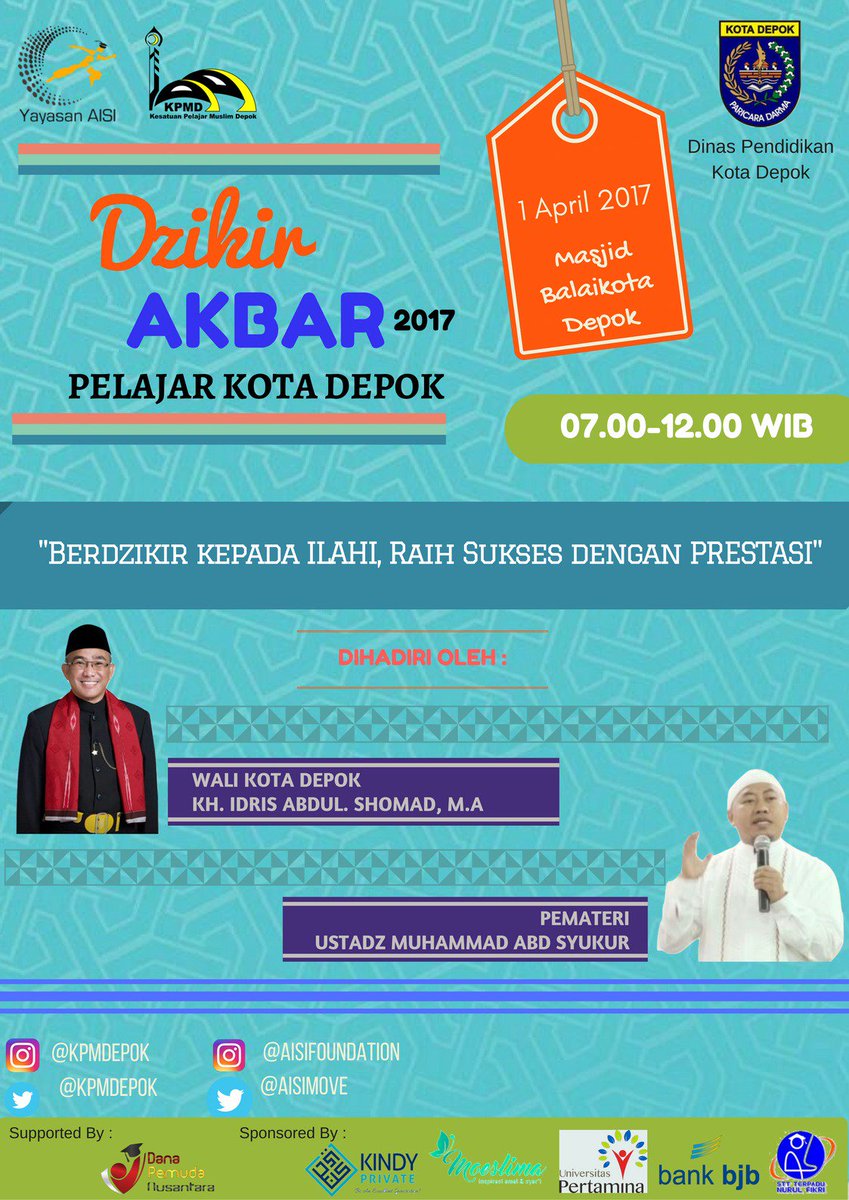 Yuk kita siap2 besok meluncur ke Masjid Balaikota Depok buat #DzikirAkbarDPK2017 dan do'a bersama :) @sman3depok <a href="/SMASejahtera1/">SMA Sejahtera1 Depok</a> <a href="/SmansaDepok/">SMA Negeri 1 Depok</a>