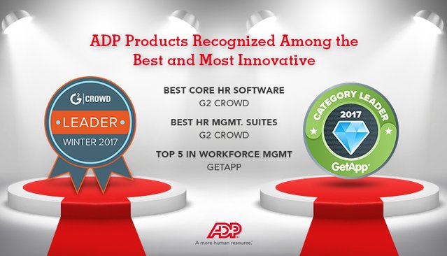 ADPJerry's tweet image. #ADP Workforce Now, ADP Vantage HCM, and RUN powered by @ADP applauded by @G2Crowd and @GetApp. bit.ly/2oiNlgp