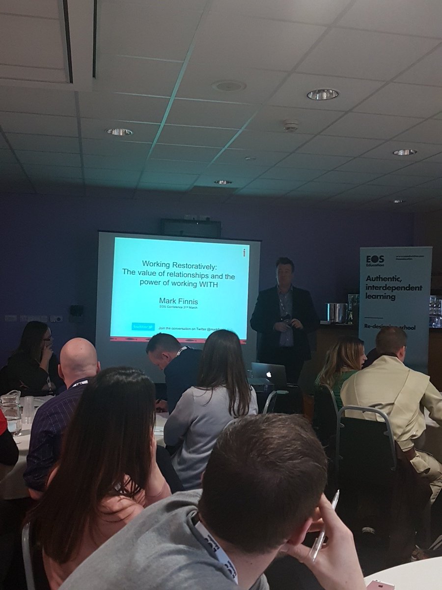 EdTransform_UK's tweet photo. An insight into restorative practice and relationships with the enigmatic @Markfinnis #EosEd2017 https://t.co/pr9qazSse0