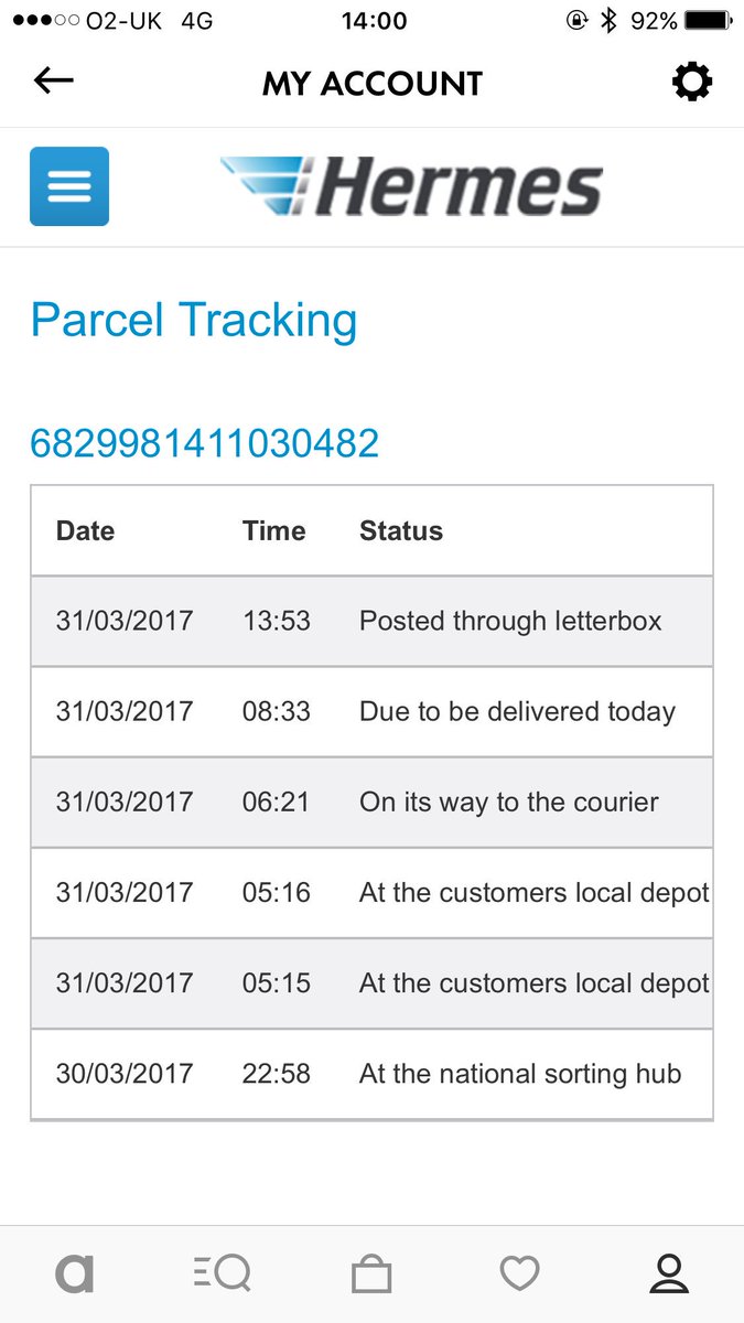 kidneybean89's tweet photo. @ASOS_HeretoHelp this is what it says when I track my parcel I'm in and nothing has been put in my door https://t.co/9MK7fRFVlG