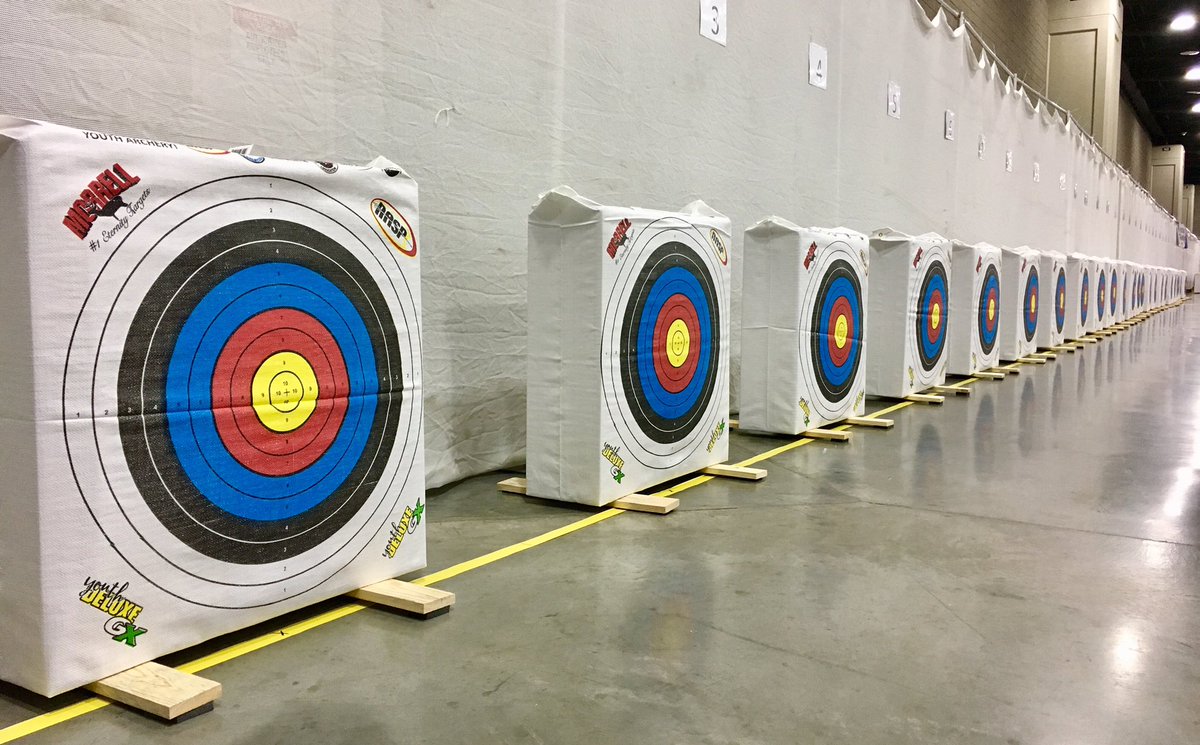 kyexpocenter's tweet photo. Bullseyes are lined up and ready. @NASP2002 is happening now! Good luck to all competitors. #kyexpo #archery #nasp https://t.co/Uv0qRNQeOg