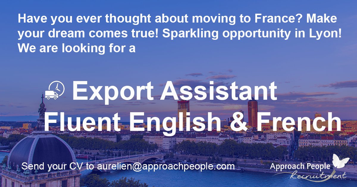ApproachPeople's tweet photo. #Export Assistant wanted in #France, #Lyon! Send your #CV to @APSalesRecruit : https://t.co/B2WmZcHGQ3 #jobfairy #logistics #jobs https://t.co/9Y7tdz3VsZ