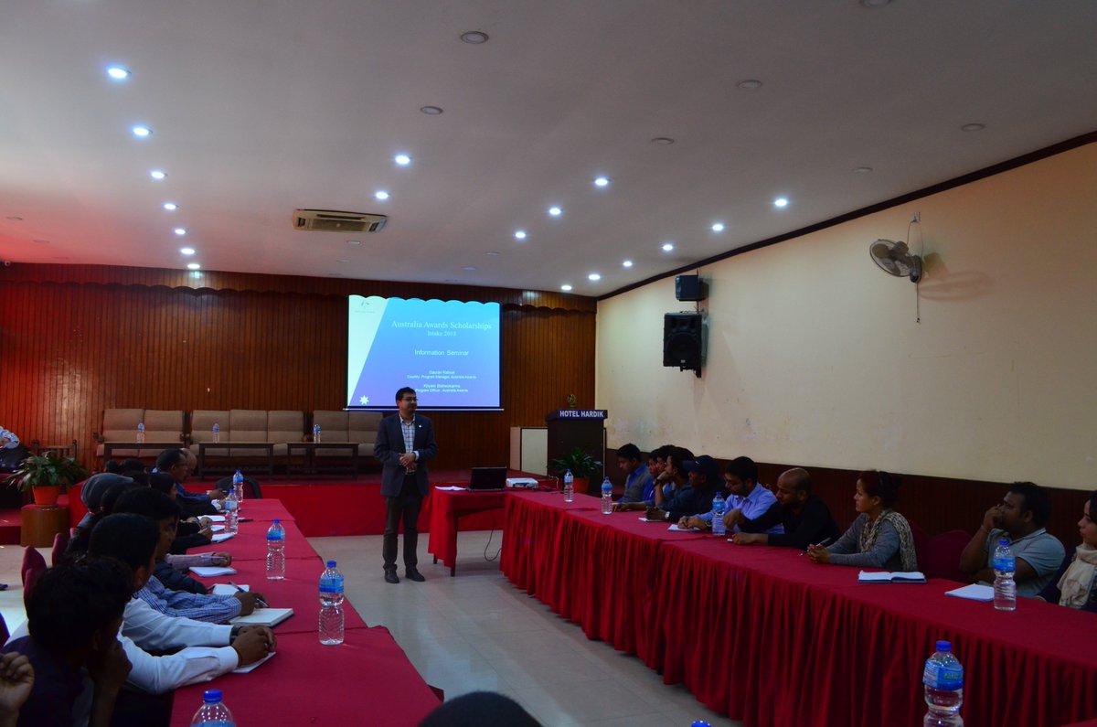 PDRCNepal's tweet photo. Australia Awards Scholarship information seminar is taking place in Kathmandu now, organized by #AustraliaAwards in coordination with #PDRC. https://t.co/9R9N5naUIg