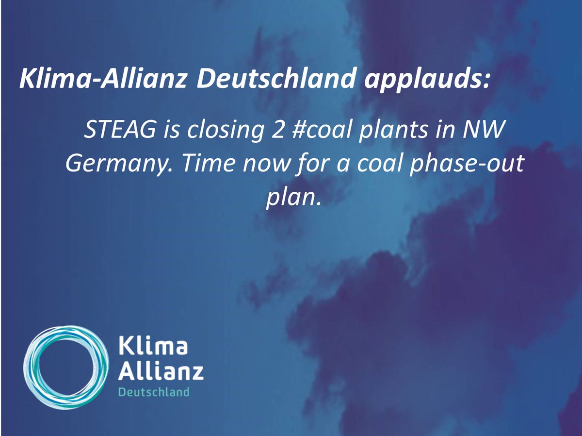 klima_allianz's tweet image. Today @klima_allianz applauds #STEAG for closing 2 #coal plants in NW Germany. Time now for a coal phase-out plan @brigittezypries