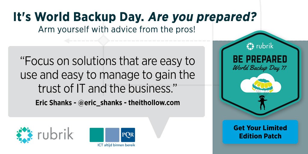 PQRnl's tweet photo. Bent u klaar voor de #WorldBackupDay? Download hier de Buyer's Guide van @rubrikInc. @PQRnl geeft u graag advies! https://t.co/wbfgpByKvG https://t.co/UHnO3DGtzX