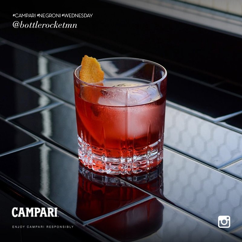 campari's tweet photo. A mid-week #Negroni to take a fresh view on things, thanks to @bottlerocketmn. https://t.co/LejY8g0r8Z