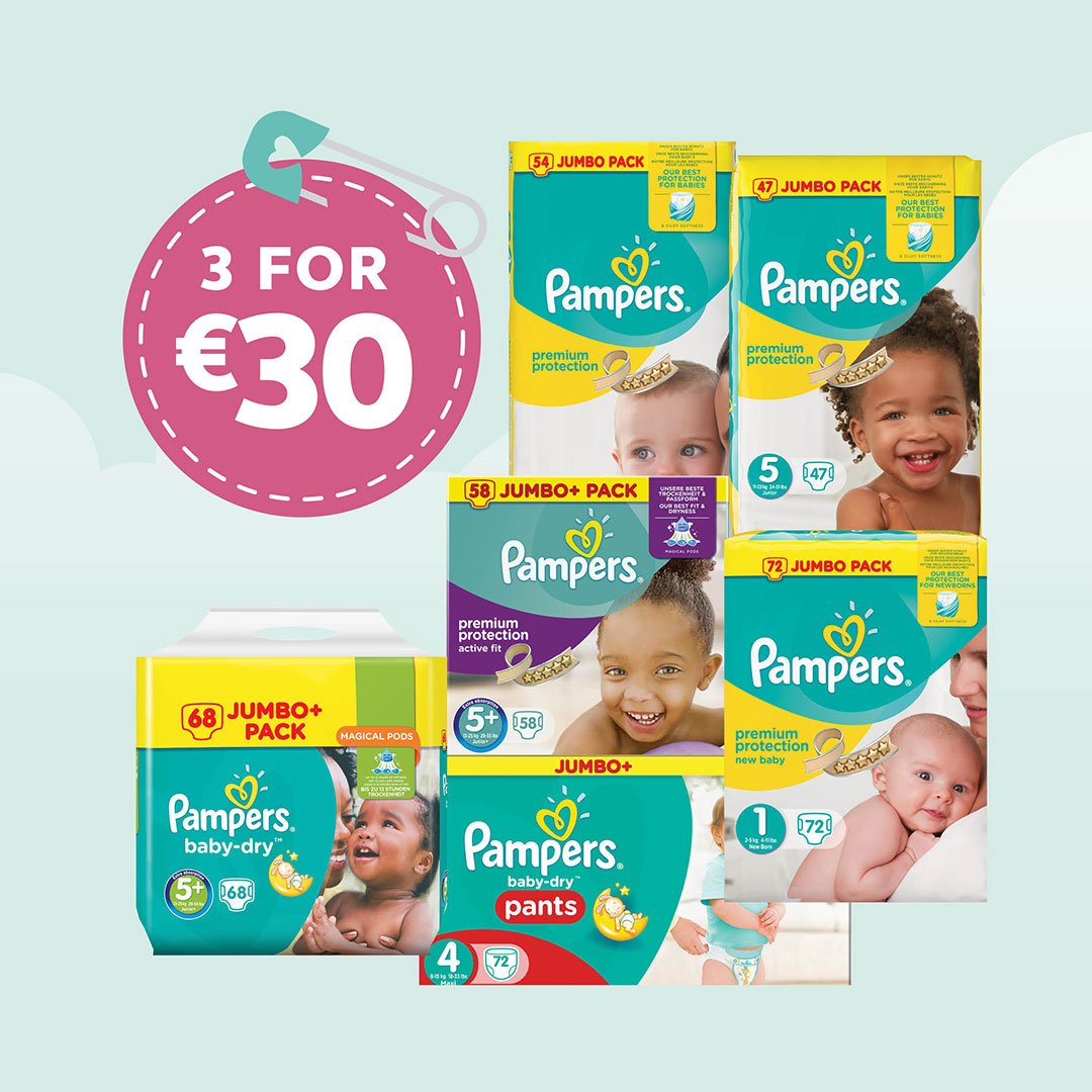 Big Baby Offer on Pampers.....
Any 3 for €30
(Offer until Wednesday 5th April)