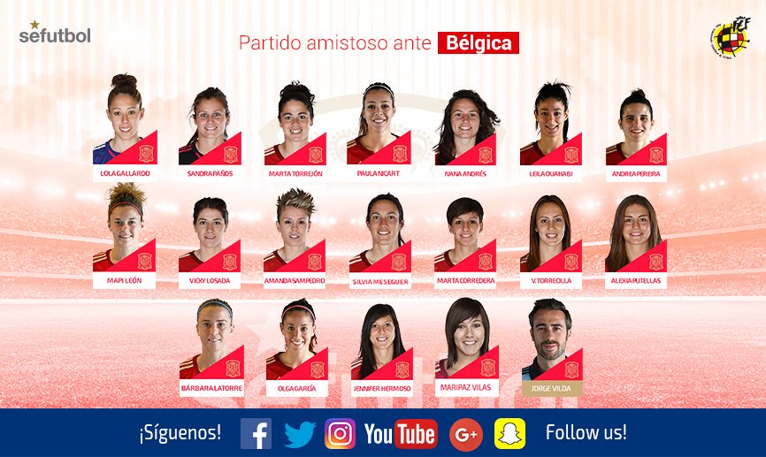 MediaSportCent's tweet photo. Convocatoria de la @SeFutbol femenina para el amistoso ante Bélgica. https://t.co/a5tXA8iFun