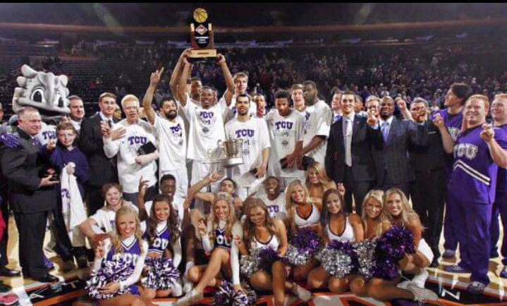 BKemph's tweet photo. All the things we missed when ESPN couldn't show one second of the celebration!  TCU NIT Champions!  #FrogsAndTheCity @TCUBasketball @espn https://t.co/Jp859VyXmG