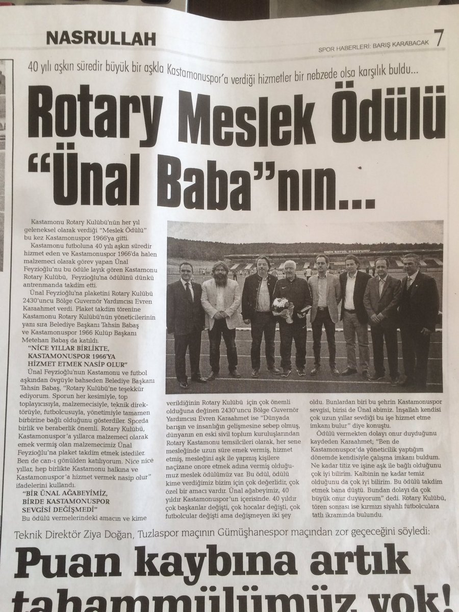 KastamonuRotary's tweet photo. Meslek Ödülümüz yerel basının gündeminde.. https://t.co/v08N2xq65x