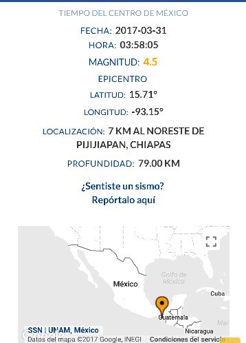 arrecheando's tweet photo. Movimiento Sísmico 
4.5 Grados ER
Pijijiapan, Chis
#Temblor https://t.co/1UFn6k3HCr