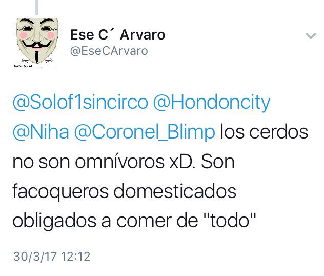 los cerdos no son omnívoros xD. Son facoqueros domesticados obligados a comer de "todo"