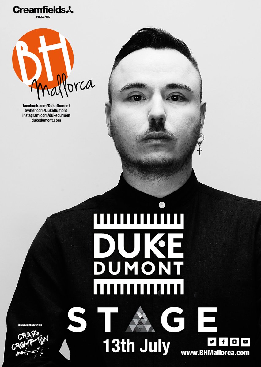 BH Mallorca (@bhmallorca) on Twitter photo BH Mallorca are excited to announce <a href="/DukeDumont/">DukeDumont</a> @STAGE 2017!!! Book your room @ bit.ly/1UQH7Zo 🎉🙌😁 BH Mallorca are excited to announce <a href="/DukeDumont/">DukeDumont</a> @STAGE 2017!!! Book your room @ bit.ly/1UQH7Zo 🎉🙌😁