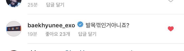 ChanHomeTH's tweet photo. 170331 แบคฮยอน คอมเม้นท์ในอินสตาแกรมของพี่แจวอน "ข้อเท้าฮยองไม่ได้หักใช่ไหมอ่ะ?"
JP. dk_jred https://t.co/mZHoJQWynQ