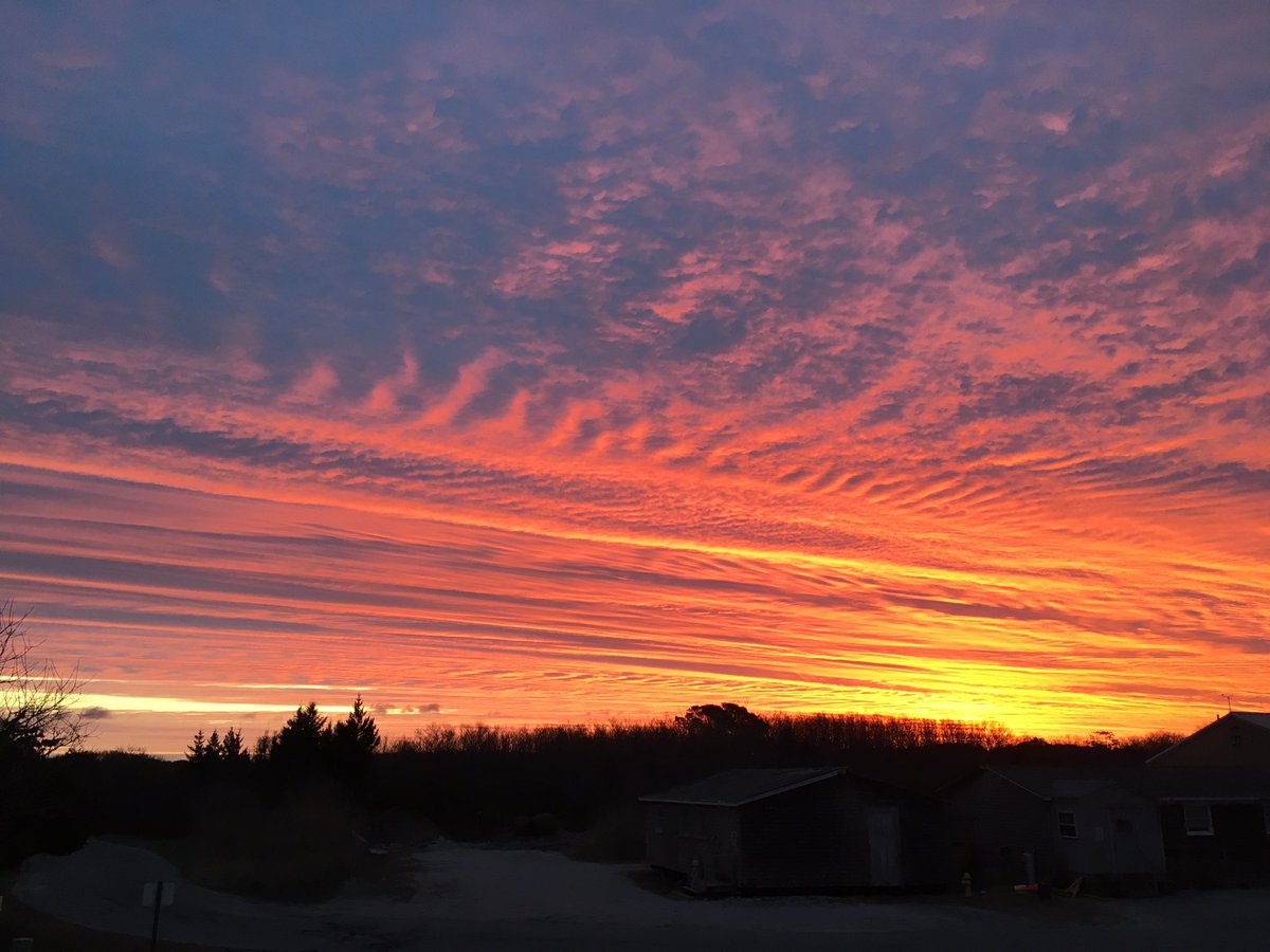 CDLarson's tweet photo. Sunrise at Nantucket DPW. A bright ending to March. @townofnantucket https://t.co/VdYs8ww9a9