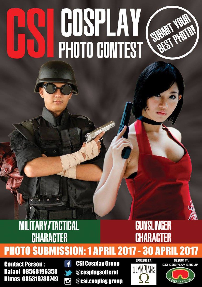 cosplaysofterID's tweet photo. oke gimana kostumnya dah siap? ini dia CSI Cosplay Contest 2017!
#cosplay #contest  #military #gunslinger https://t.co/UlNnAzAGYk