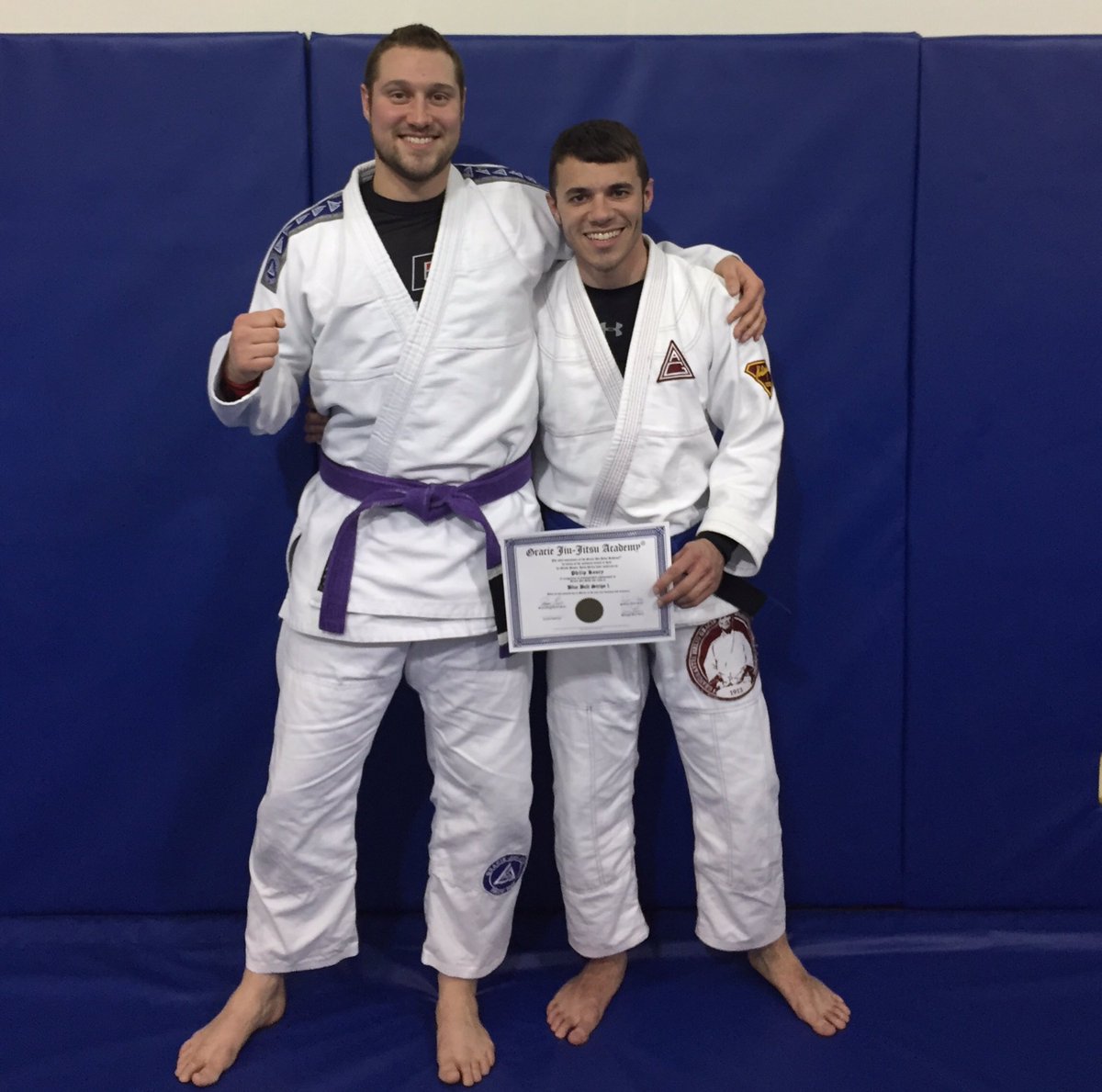 philkoury's tweet image. Officially a Gracie Jiu Jitsu 1 Stripe Blue Belt! @RyronGracie @RenerGracie #bbs1 #graciejiujitsu #gjj #bjj #perseverance