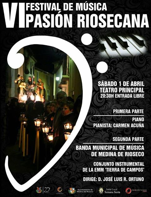 El sábado a las 20:30h VI Festival de Música 'Pasión Riosecana' <a href="/bmmrioseco/">Banda Música Rioseco</a> <a href="/ssenrioseco/">Semana Santa Rioseco</a> <a href="/AytoRioseco/">Medina de Rioseco</a>