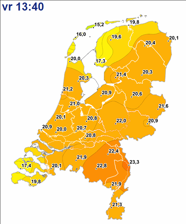 Ook het dagrecord van 31 maart is gesneuveld! Het is er inmiddels 20,8 graden. In Arcen 23,3gr! Nog nooit werd het zo warm op 31 maart!