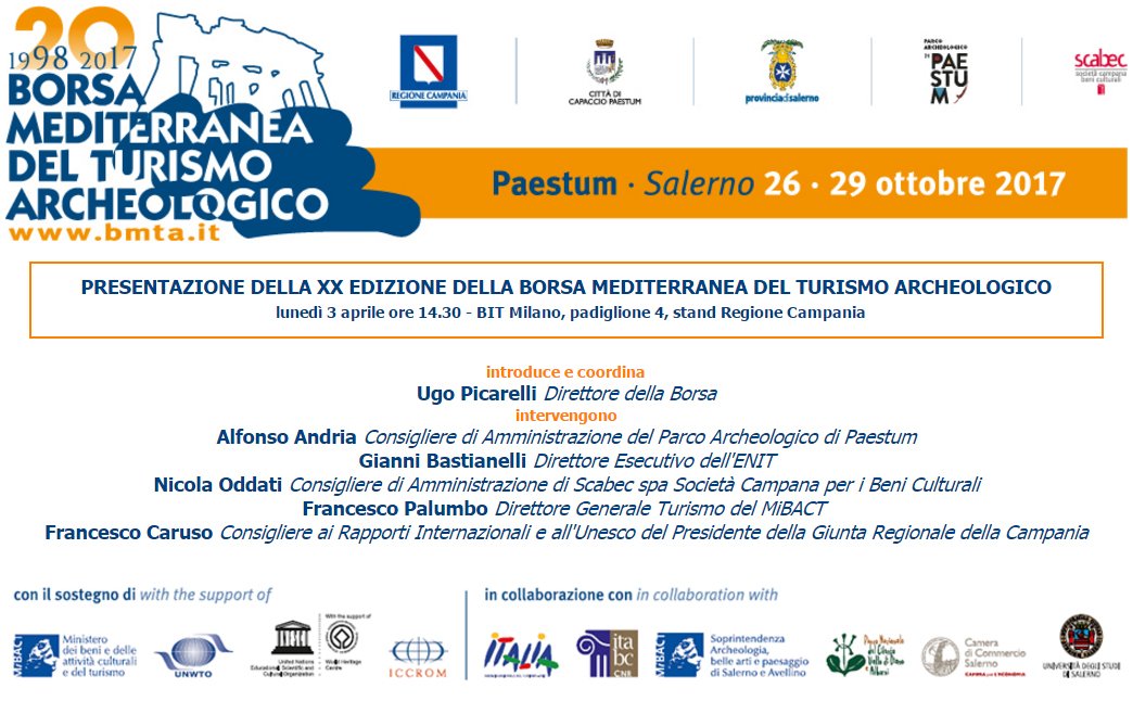 La XX edizione della Borsa Mediterranea del Turismo Archeologico 
si presenta alla <a href="/bitmilano/">BIT</a>, lunedì 3 aprile ore 14.30 #BMTA #BMTA2017