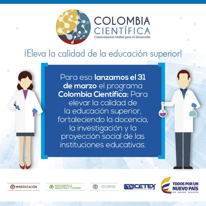 MincomercioCo's tweet photo. Vamos a impulsar proyectos de investigación e innovación acordes con las necesidades del sector productivo. #ColombiaCientífica https://t.co/5DkylQN6L3