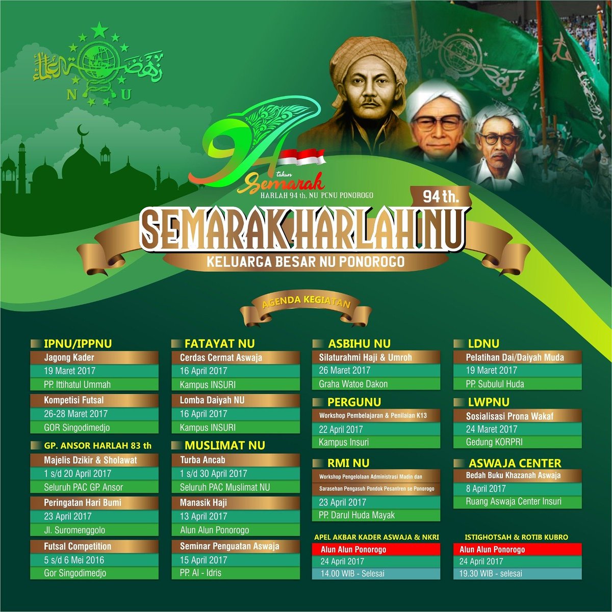 #HarlahNU94 #harlahNU #NUPonorogo