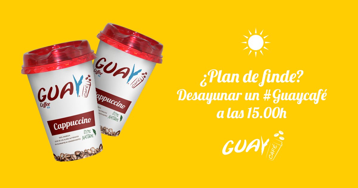 GuayCafe's tweet photo. 🔝 ¡Lo mejor del #findesemana es poder hacer tu #pausaparaguaycafé cuando te de la gana!

#cafe #FelizFinde #GuayCafé https://t.co/LZSYvyfVgP