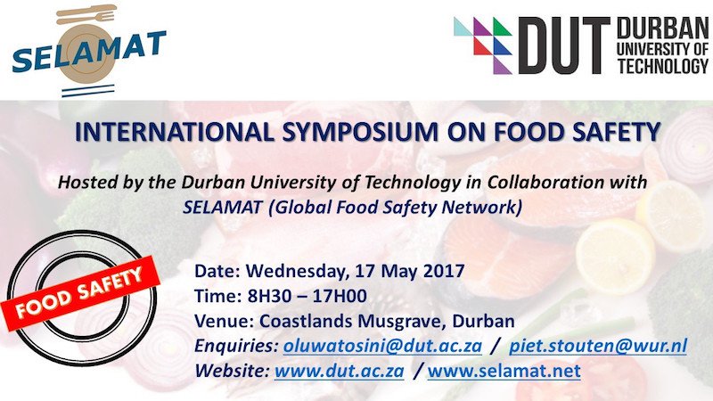 dutlibresearch's tweet photo. International Symposium on Food Safety --- Something to diarise! #foodsafety #DUTresearch https://t.co/Qb9nMaPbJp