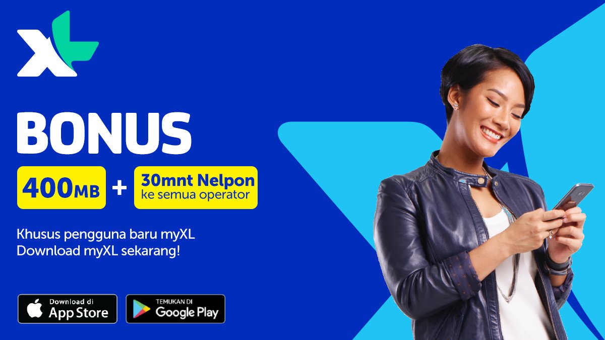 Masih belum download aplikasi myXL di smartphone kamu? Download sekarang juga dengan klik di myxl.app.link