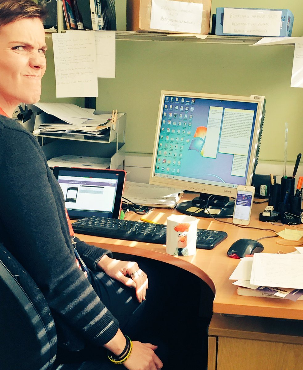 KeelyFlather's tweet photo. So much tech!, PC, iPad, iPhone anything to access a webinar #beakermug #ft30uk @PetrocLTLS @JaneKerslake #edtech https://t.co/GlBfxZ17L6